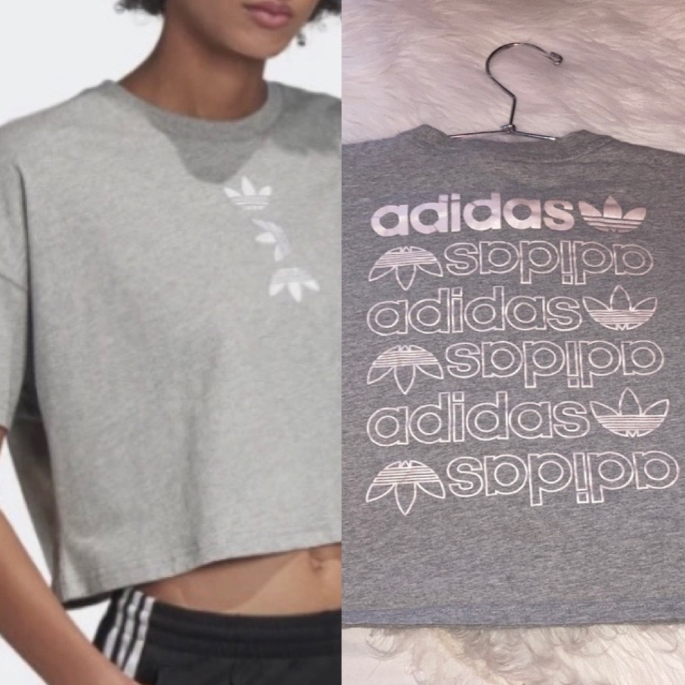 Adidas Trefoil Gray Crop Top
